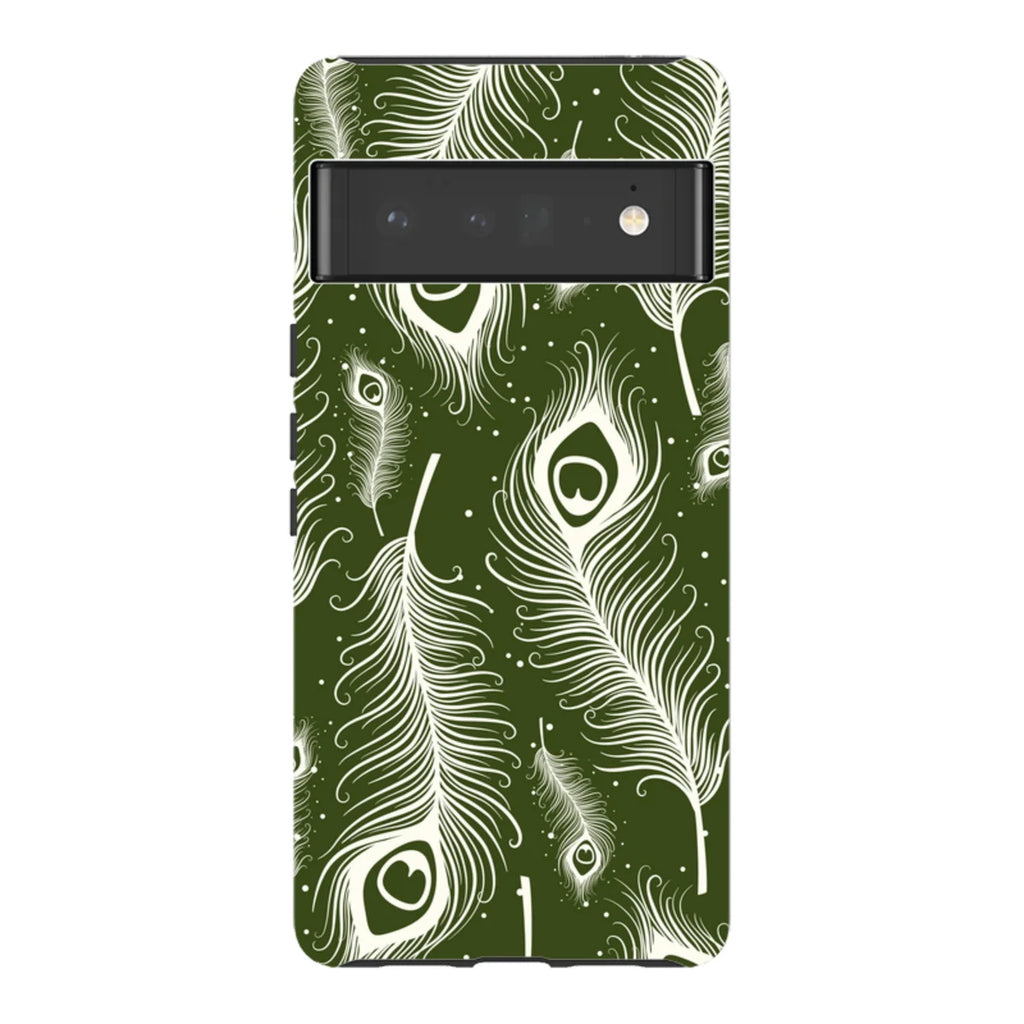 Feathers in Bloom Army Green — Pixel 6 Pro Tough Case — Finnaij