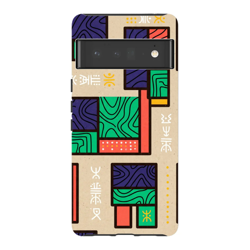 Ankara Blocks on Sand by Ada Okoye — Pixel 6 Pro Tough Case — Finnaij