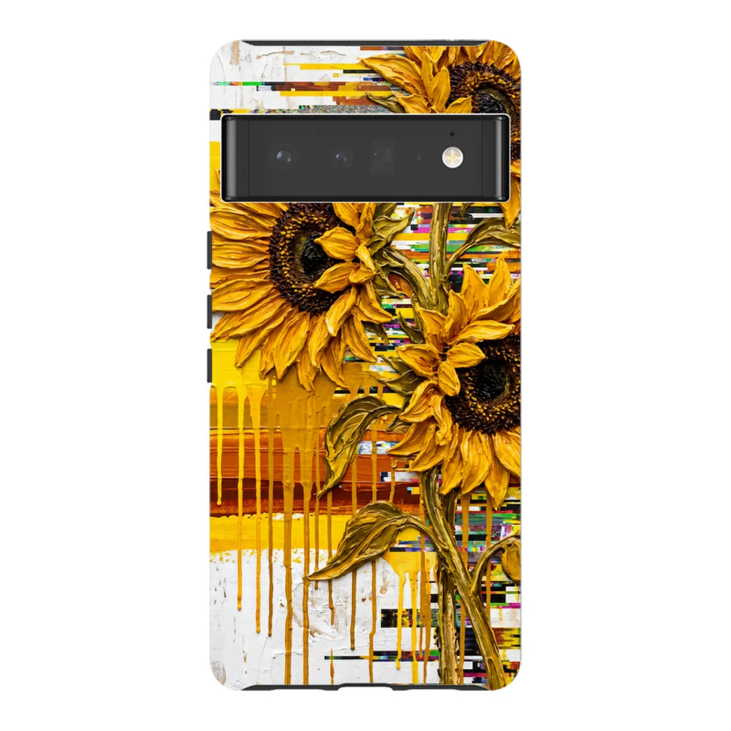 Sunflowers with Abstract Golden Chaos by Frida Lövström — Pixel 6 Pro Tough Case — Finnaij