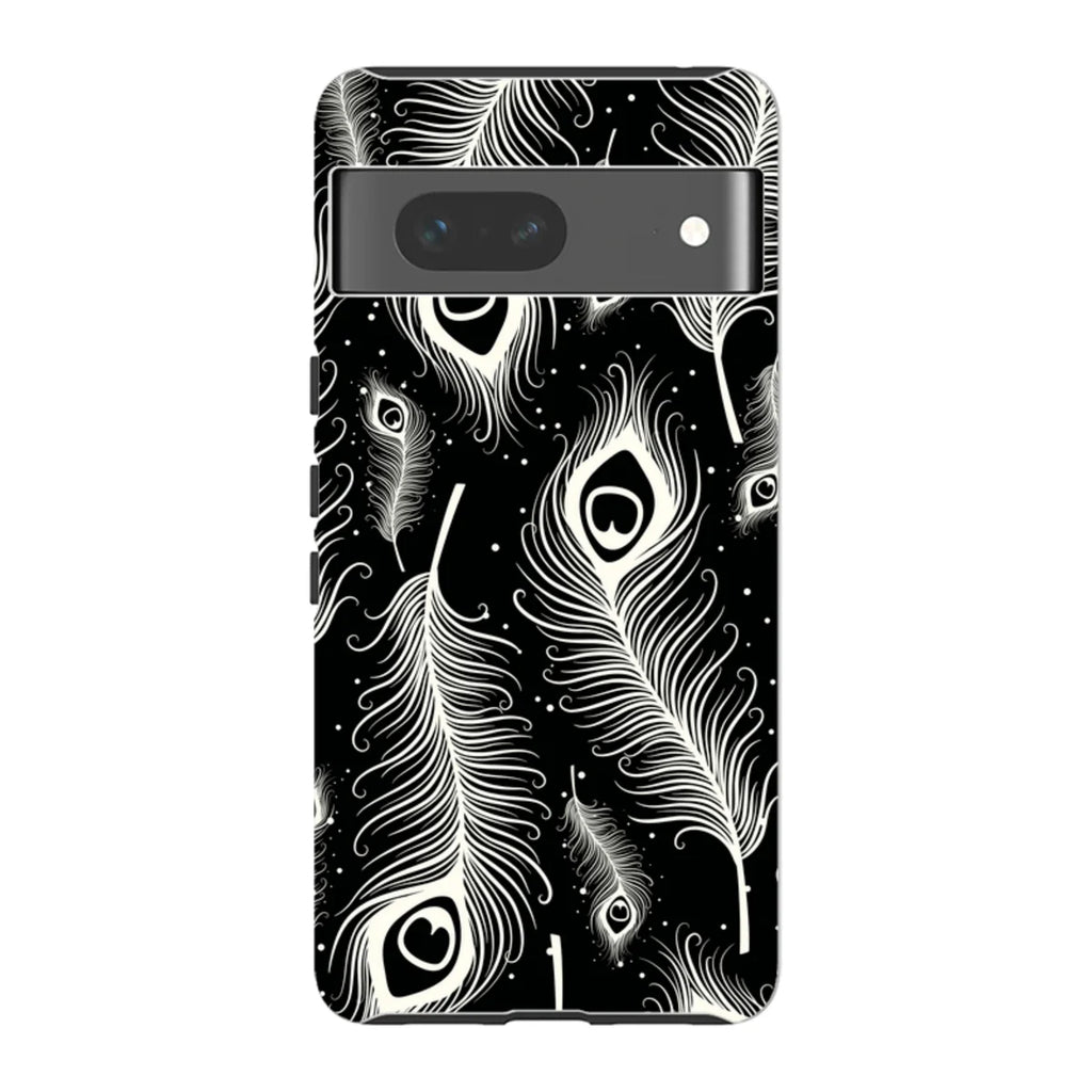 Feathers in Bloom Black — Pixel 7 Tough Case — Finnaij