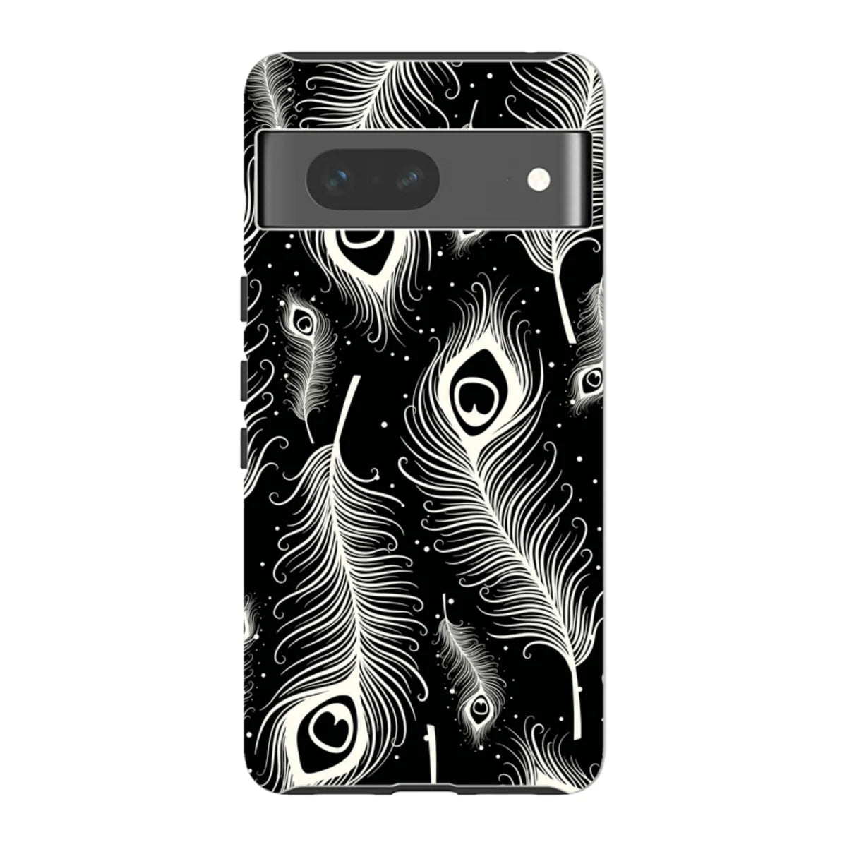 Feathers in Bloom Black — Pixel 7 Tough Case — Finnaij
