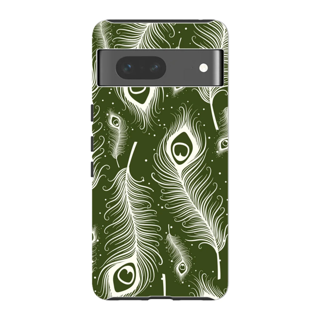 Feathers in Bloom Army Green — Pixel 7 Tough Case — Finnaij