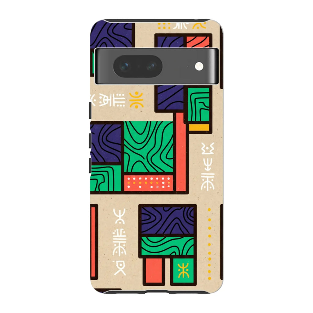 Ankara Blocks on Sand by Ada Okoye — Pixel 7 Tough Case — Finnaij