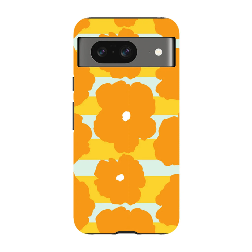 Bold Floral Orange — Pixel 8 Tough Case — Finnaij