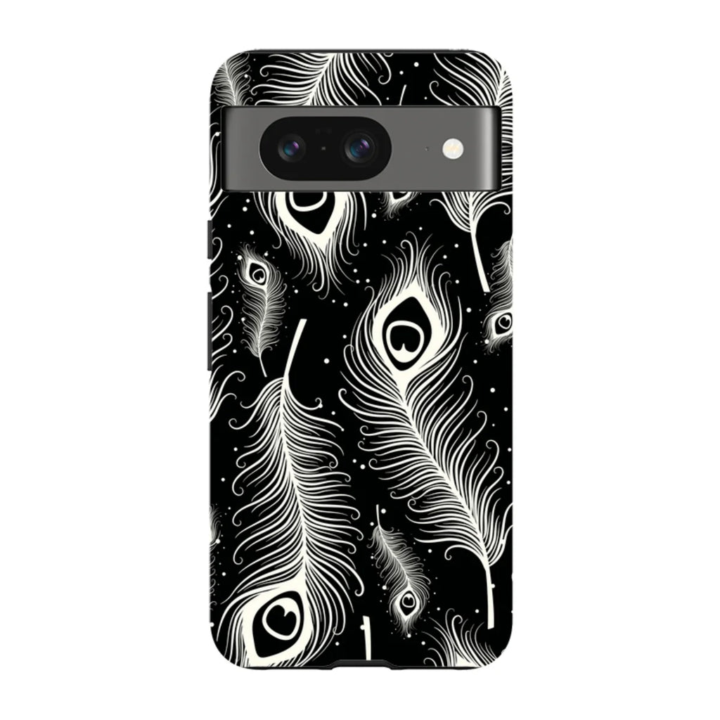 Feathers in Bloom Black — Pixel 8 Tough Case — Finnaij