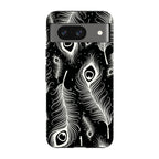 Feathers in Bloom Black — Pixel 8 Tough Case — Finnaij