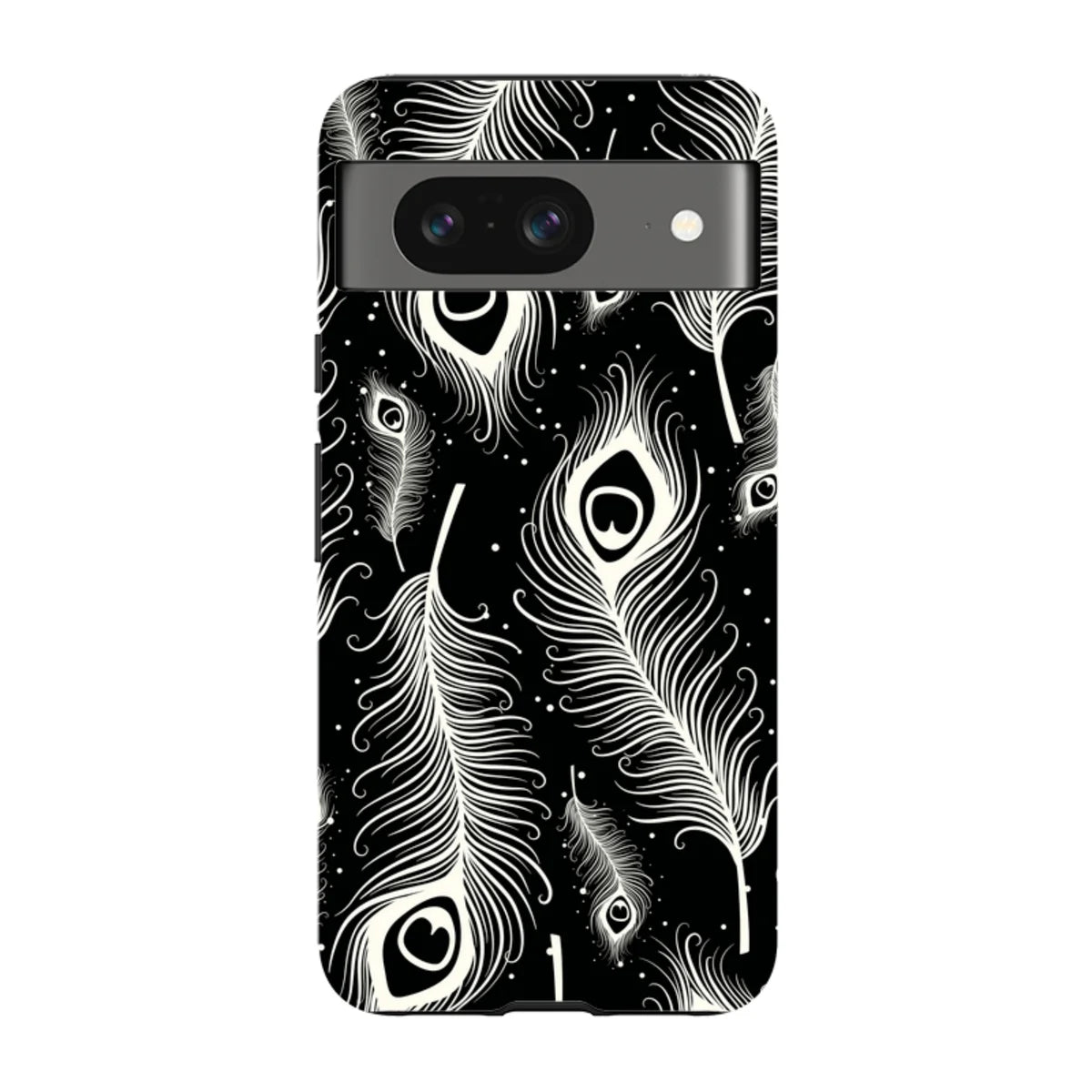Feathers in Bloom Black — Pixel 8 Tough Case — Finnaij