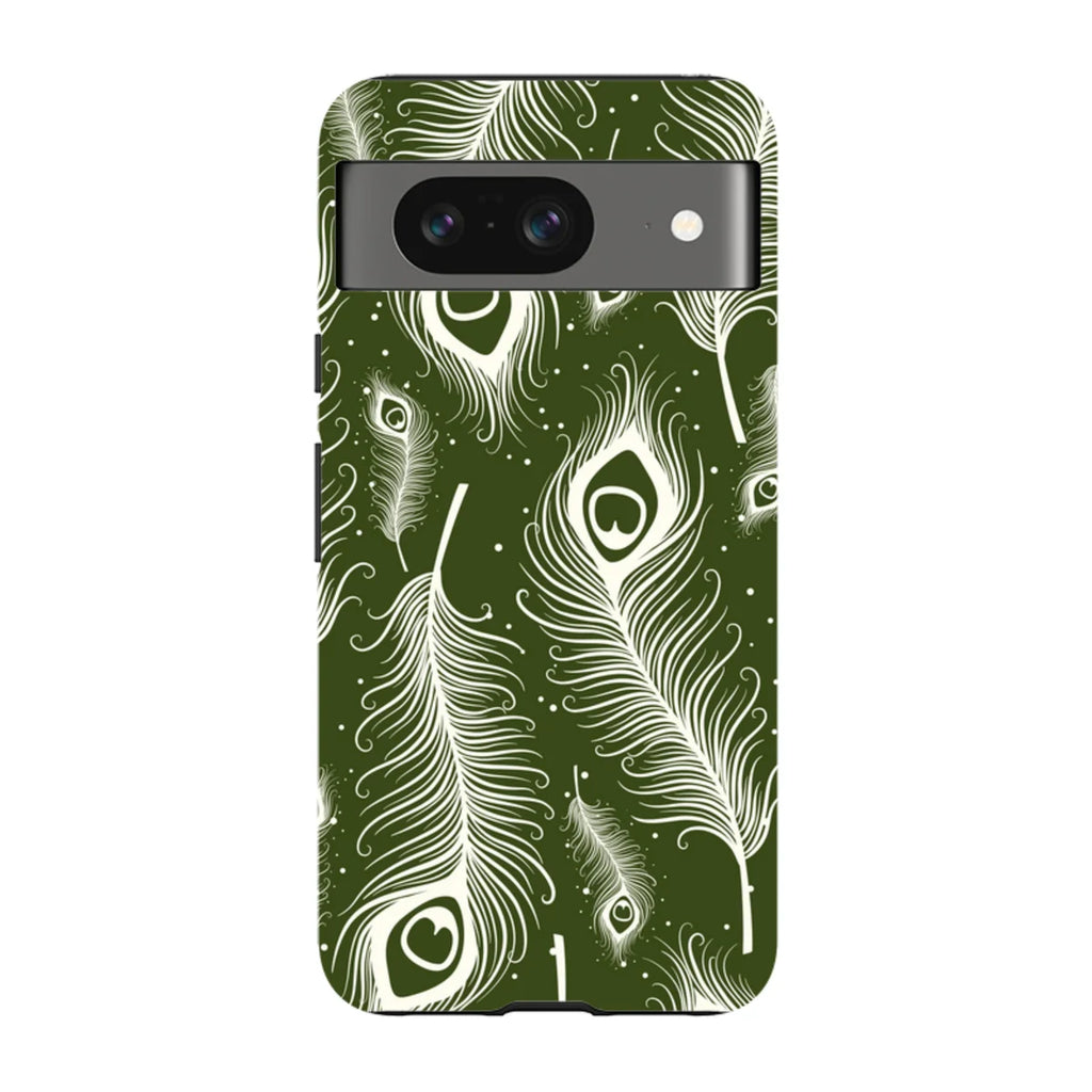 Feathers in Bloom Army Green — Pixel 8 Tough Case — Finnaij