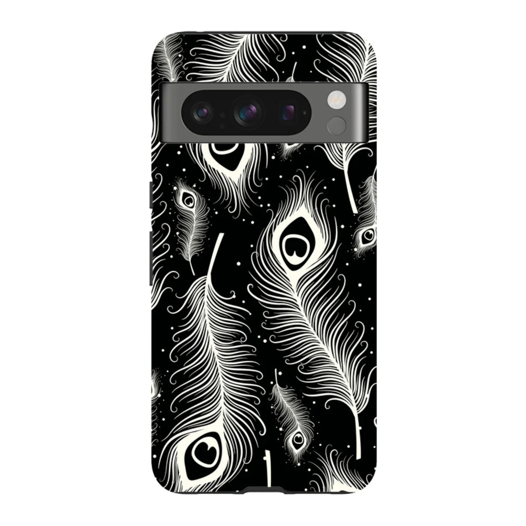 Feathers in Bloom Black — Pixel 8 Pro Tough Case — Finnaij
