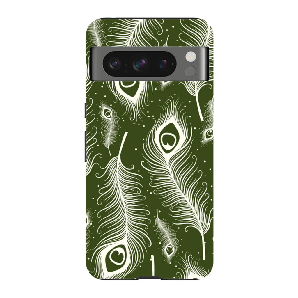 Feathers in Bloom Army Green — Pixel 8 Pro Tough Case — Finnaij