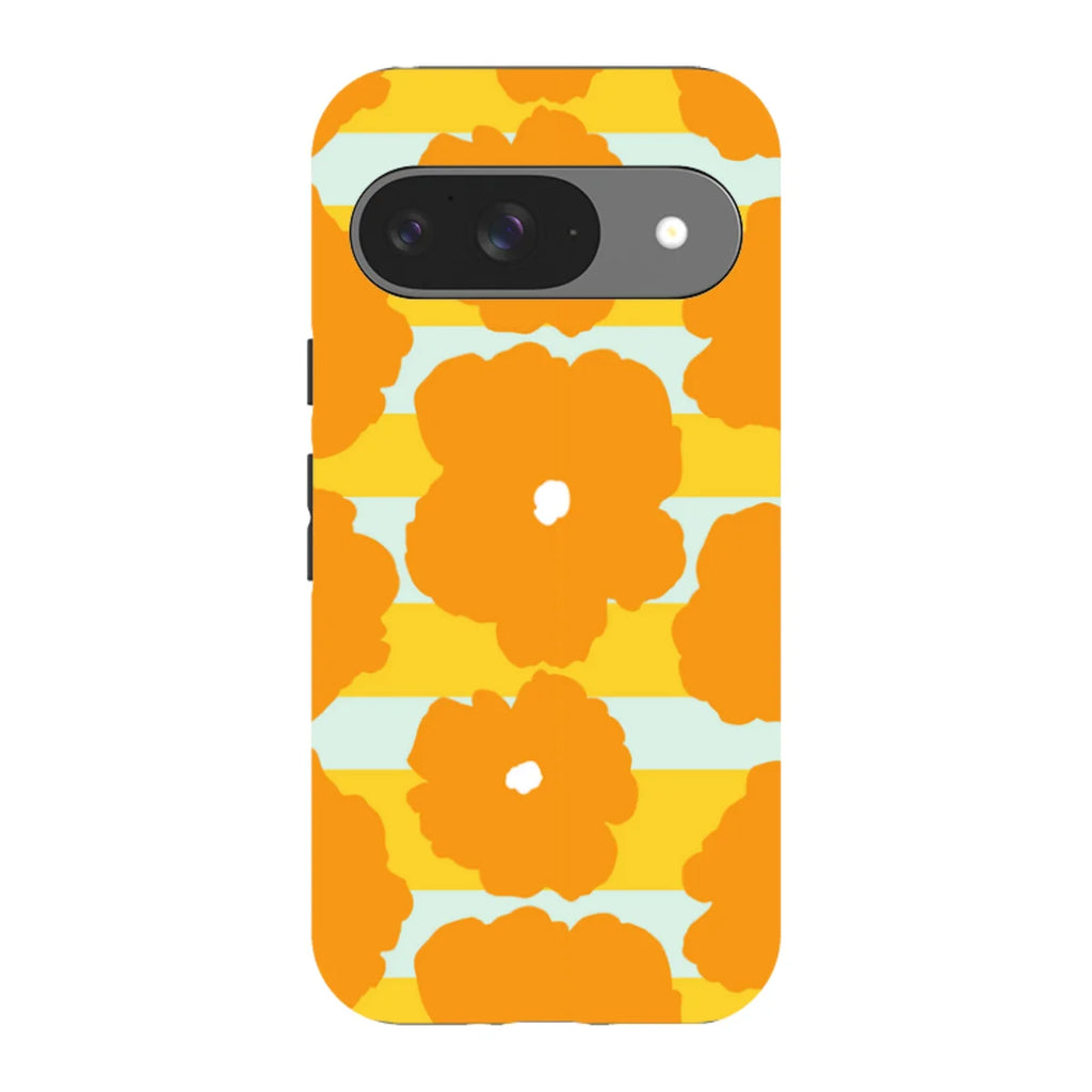 Bold Floral Orange — Pixel 9 Tough Case — Finnaij