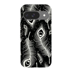 Feathers in Bloom Black — Pixel 9 Tough Case — Finnaij