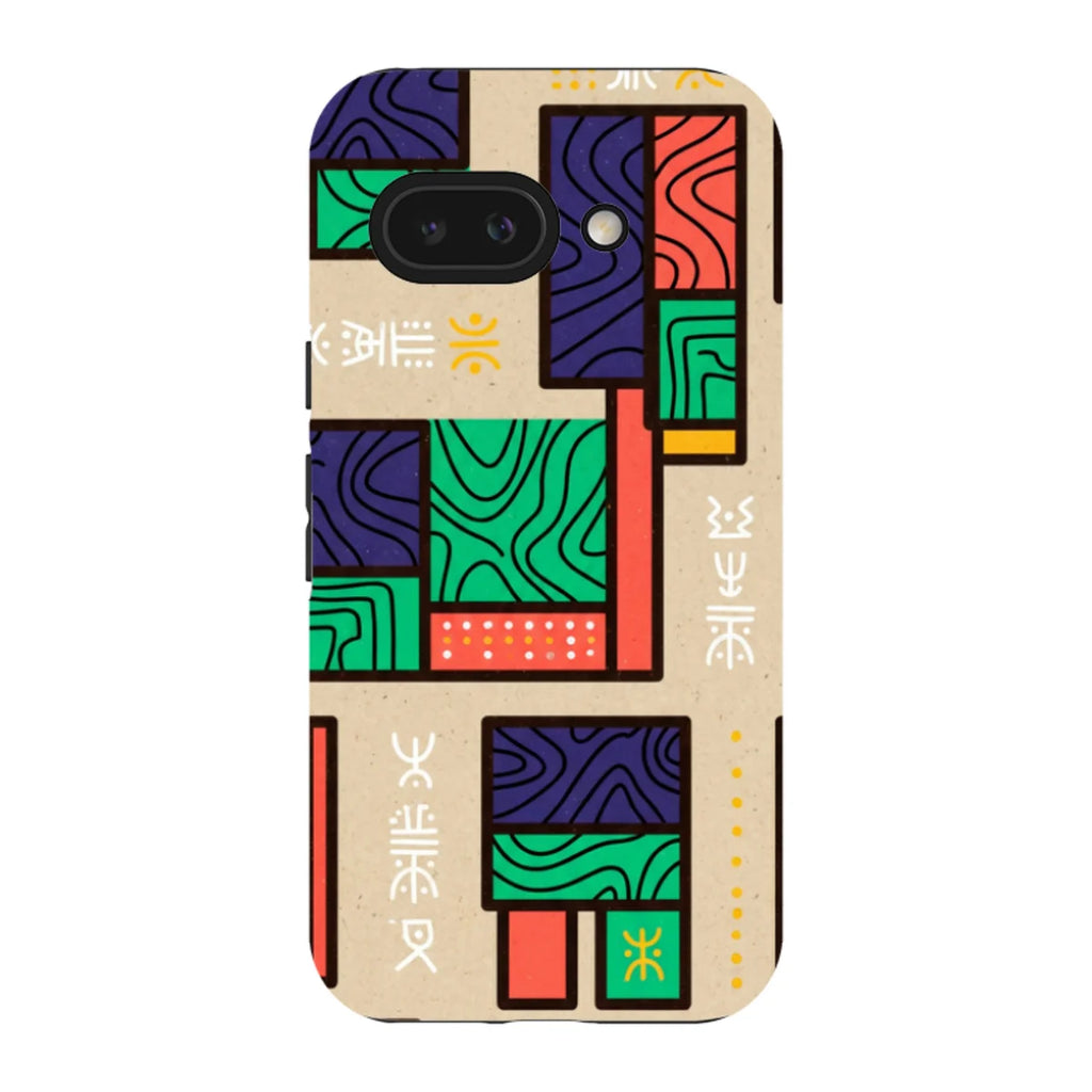 Ankara Blocks on Sand by Ada Okoye — Pixel 9A Tough Case — Finnaij