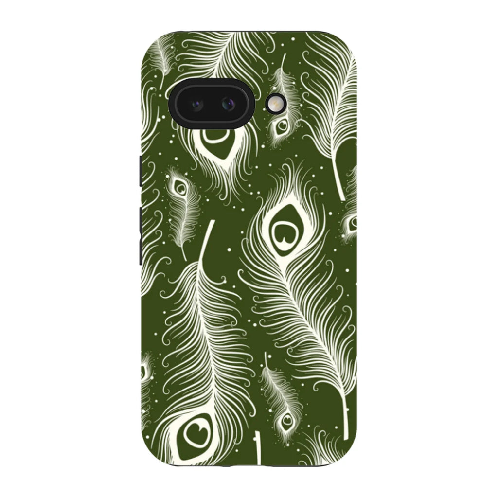 Feathers in Bloom Army Green — Pixel 9A Tough Case — Finnaij