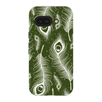 Feathers in Bloom Army Green — Pixel 9A Tough Case — Finnaij