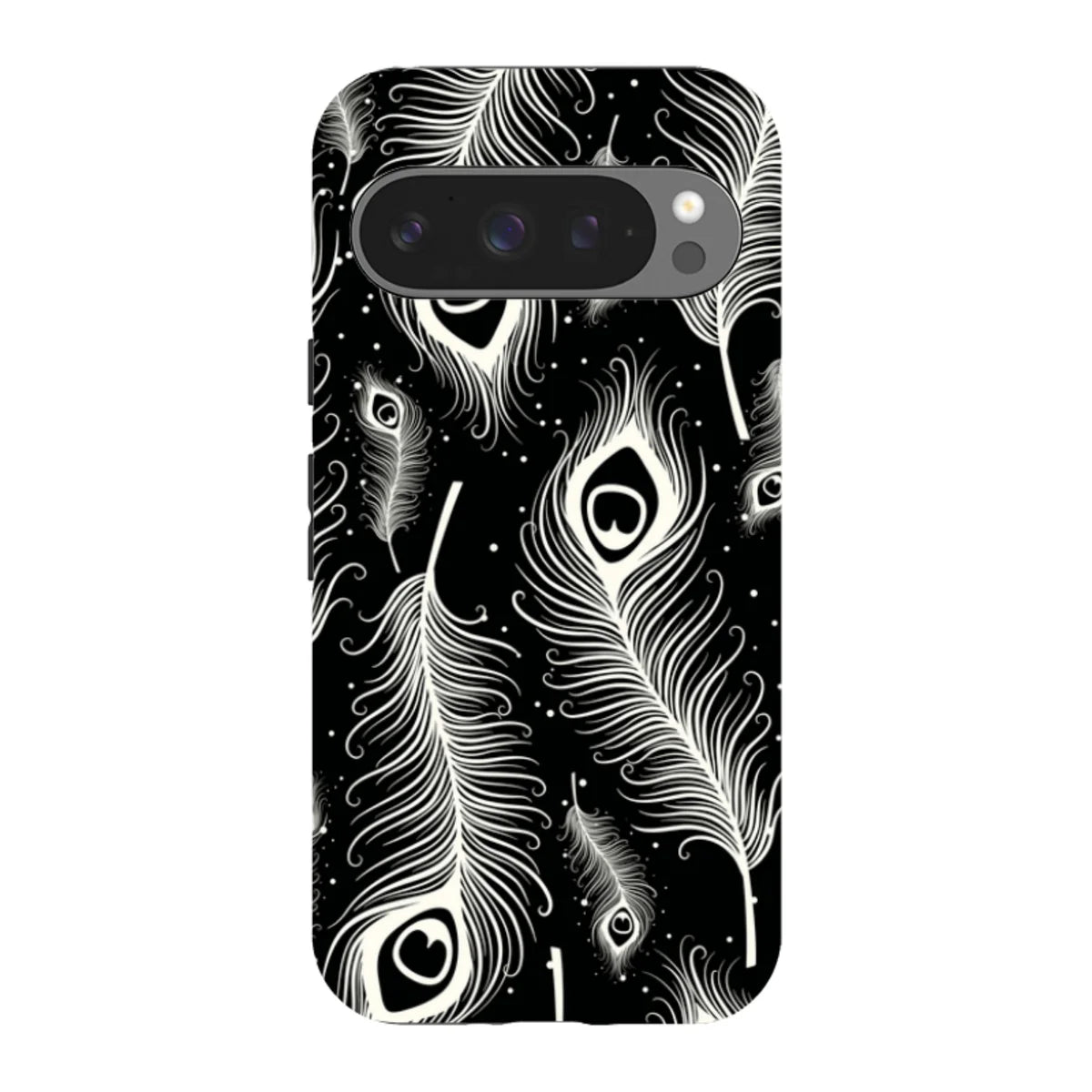 Feathers in Bloom Black — Pixel 9 Pro Tough Case — Finnaij