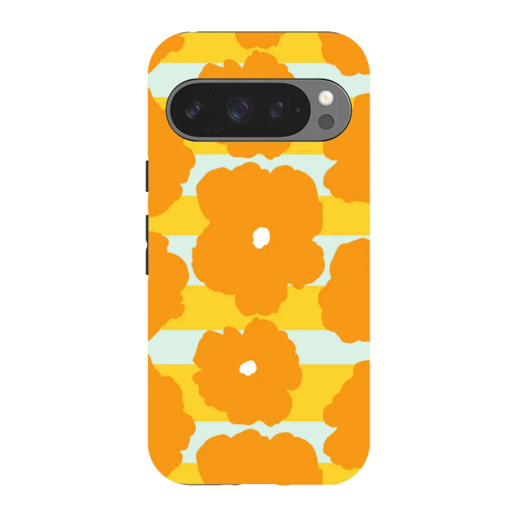 Bold Floral Orange — Pixel 9 Pro Tough Case — Finnaij