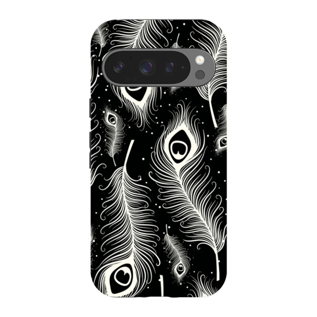 Feathers in Bloom Black — Pixel 9 Pro Tough Case — Finnaij