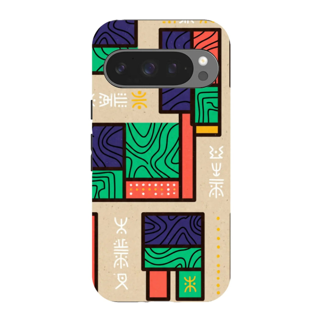 Ankara Blocks on Sand by Ada Okoye — Pixel 9 Pro Tough Case — Finnaij