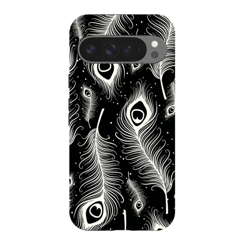 Feathers in Bloom Black — Pixel 9 Pro XL Tough Case — Finnaij