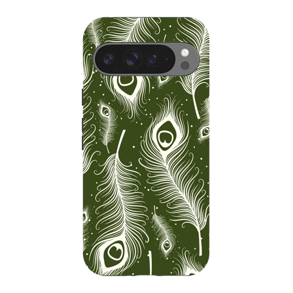 Feathers in Bloom Army Green — Pixel 9 Pro XL Tough Case — Finnaij