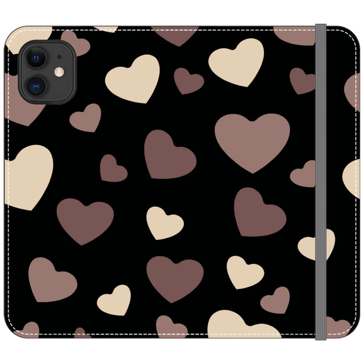White & Black Hearts Vegan Leather — iPhone 11 Wallet Case — Finnaij