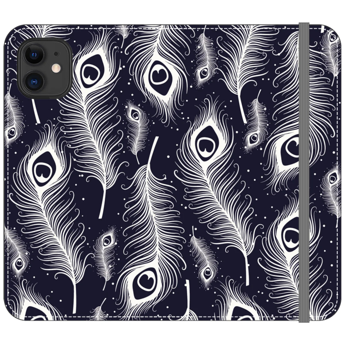 Feathers in Bloom Vegan Leather — iPhone 11 Wallet Case — Finnaij