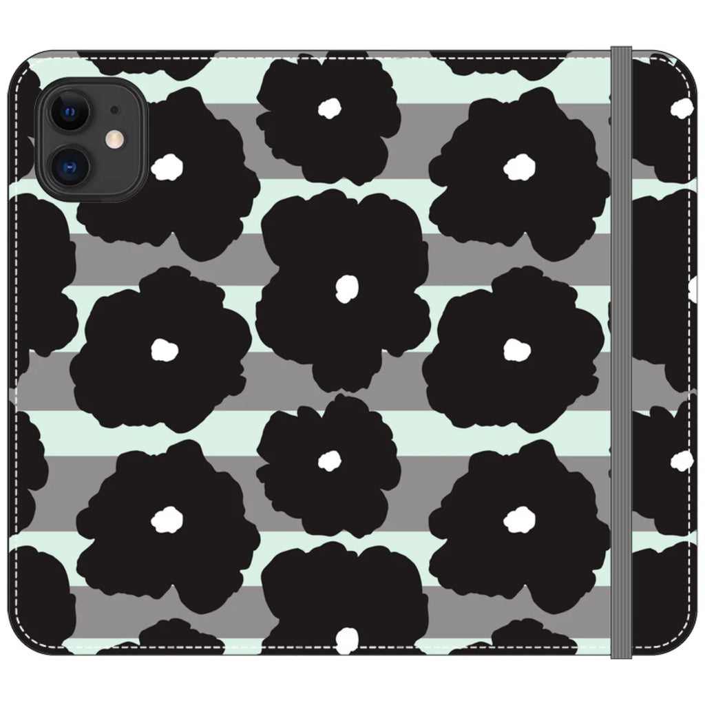 Bold Floral Black — iPhone 11 Wallet Case — Finnaij