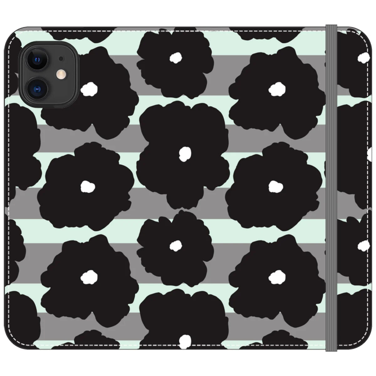 Bold Floral Black — iPhone 11 Wallet Case — Finnaij