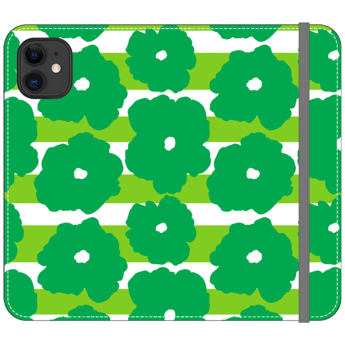 Bold Floral Green Vegan Leather — iPhone 11 Wallet Case — Finnaij