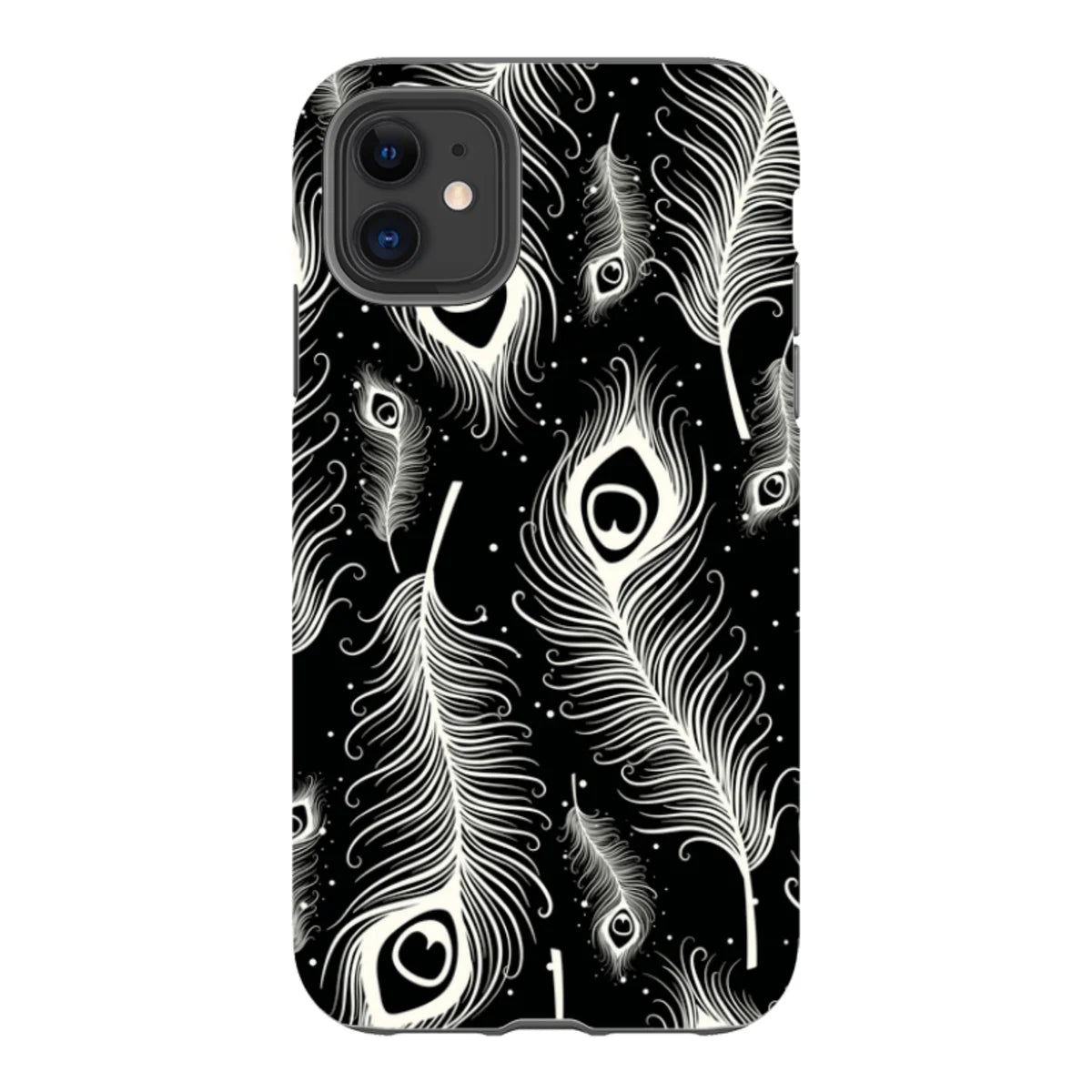 Feathers in Bloom Black — iPhone 11 Tough Case — Finnaij