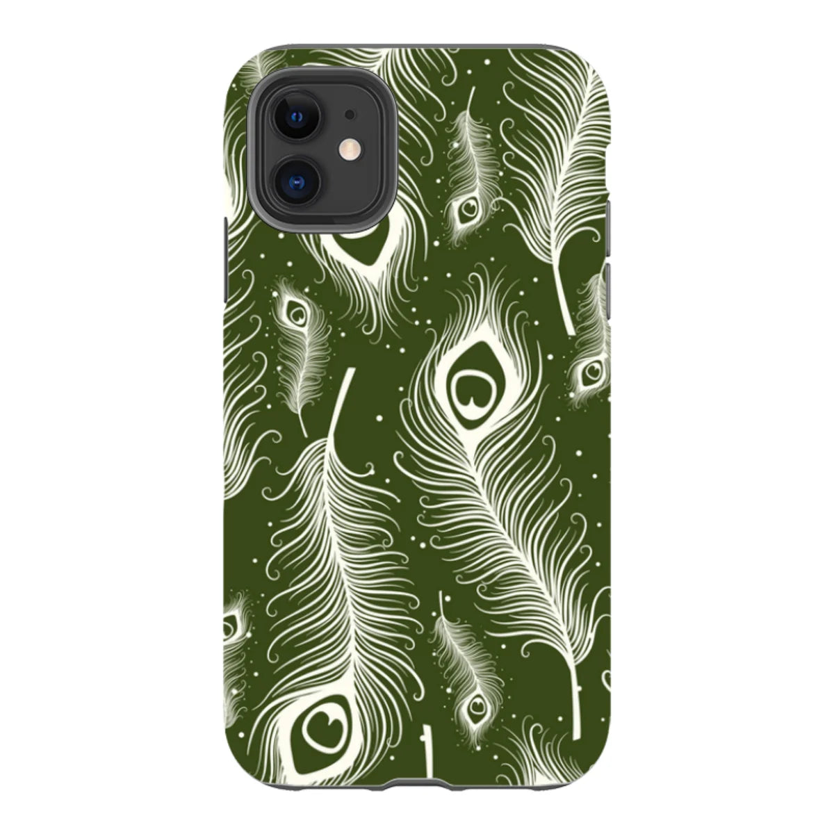 Feathers in Bloom Army Green — iPhone 11 Tough Case — Finnaij