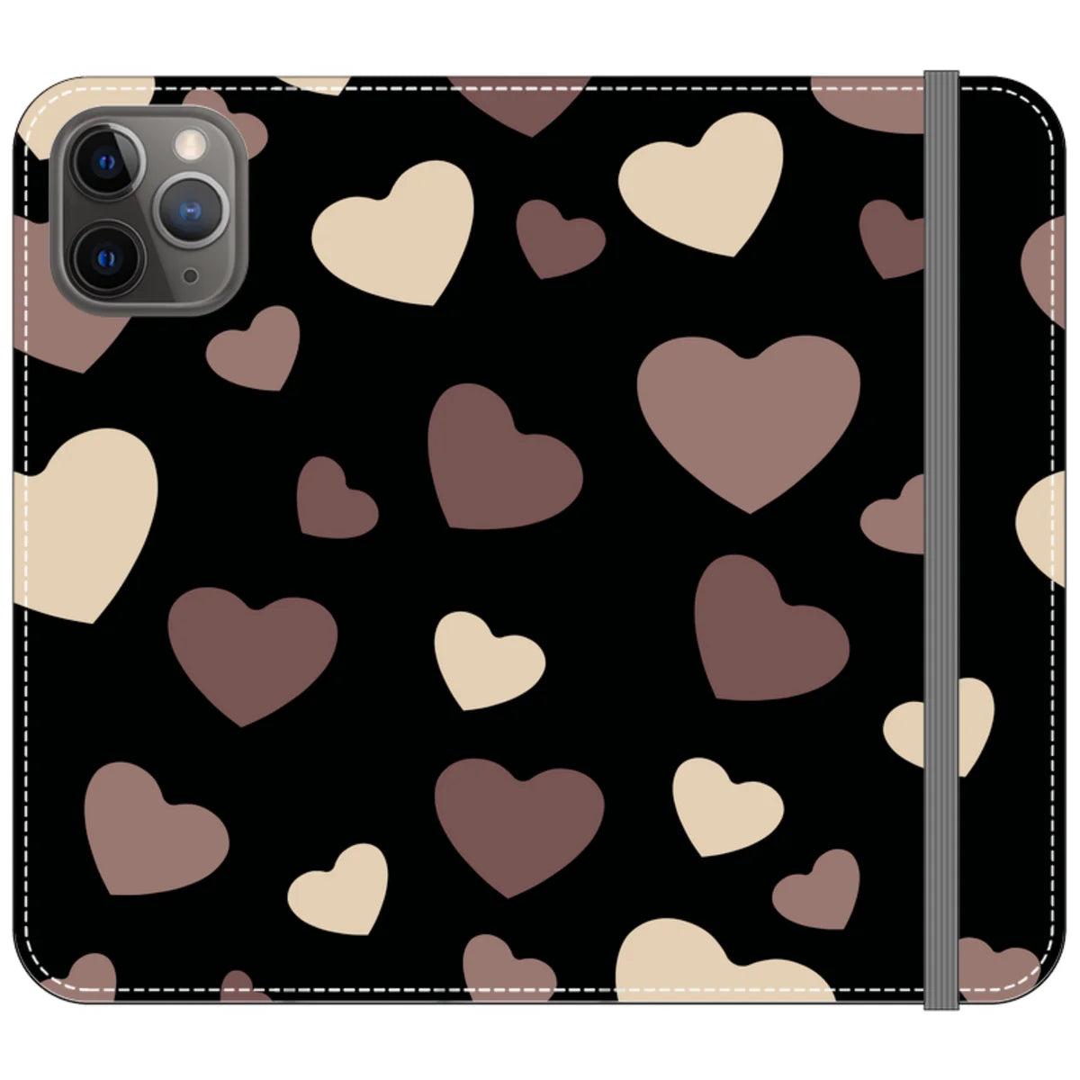 White & Black Hearts Vegan Leather — iPhone 11 Pro Wallet Case — Finnaij