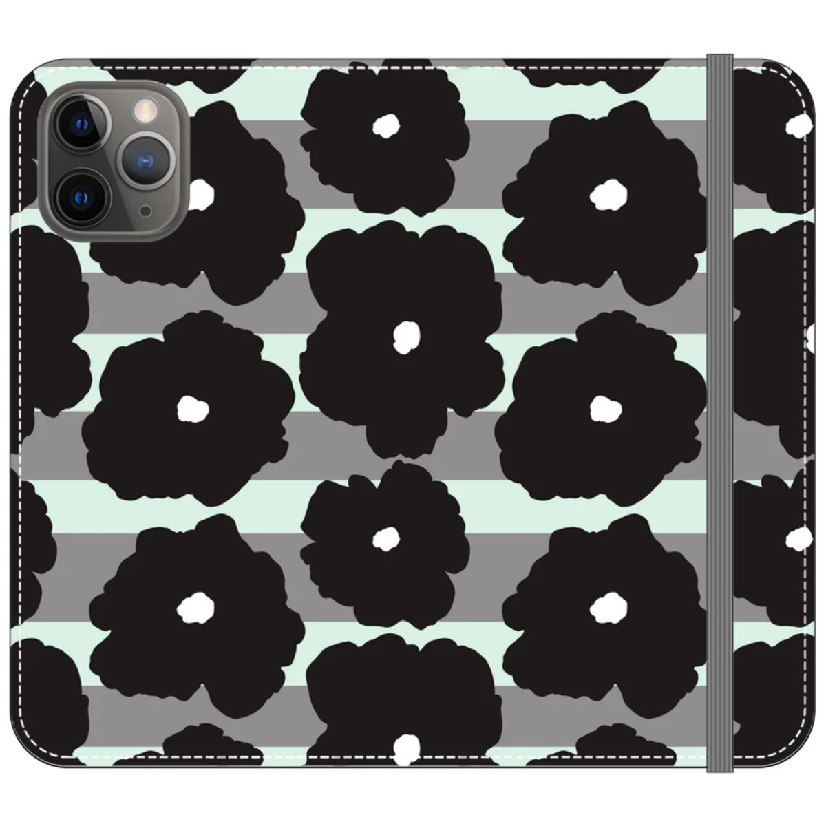 Bold Floral Black — iPhone 11 Pro Wallet Case — Finnaij