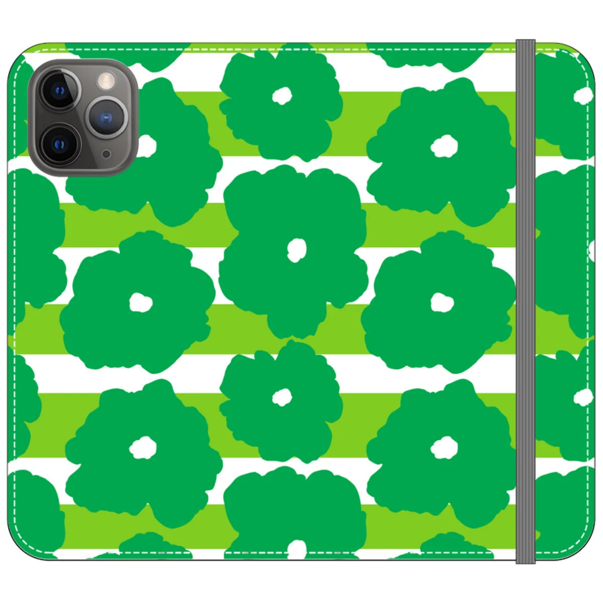 Bold Floral Green Vegan Leather — iPhone 11 Pro Wallet Case — Finnaij