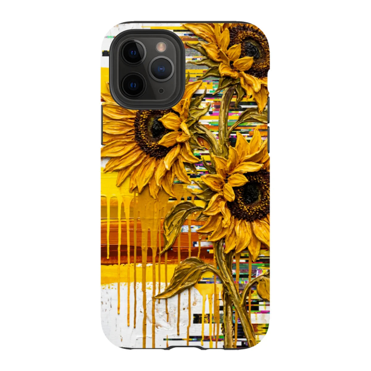 Sunflowers with Abstract Golden Chaos by Frida Lövström — iPhone 11 Pro Tough Case — Finnaij