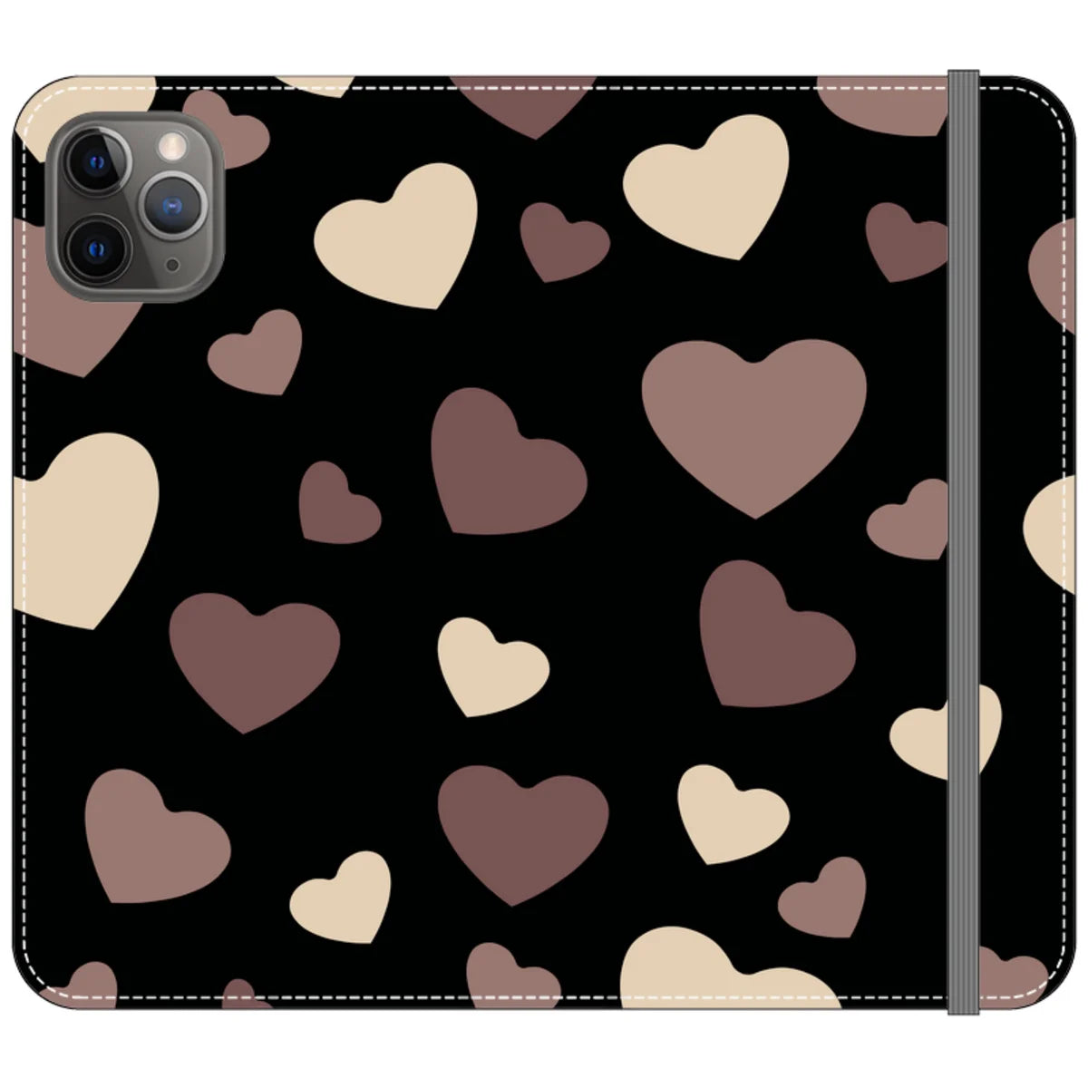 White & Black Hearts Vegan Leather — iPhone 11 Pro Max Wallet Case — Finnaij