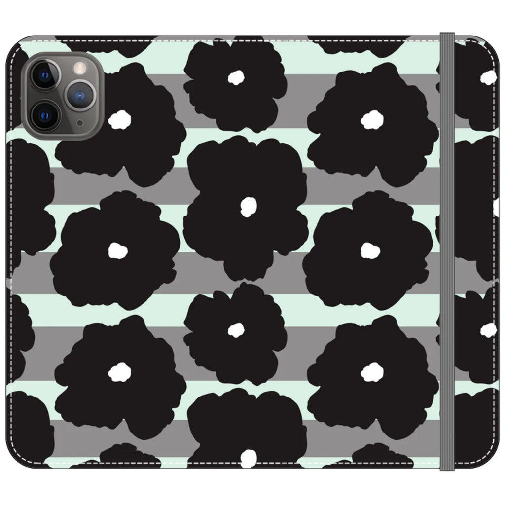 Bold Floral Black — iPhone 11 Pro Max Wallet Case — Finnaij
