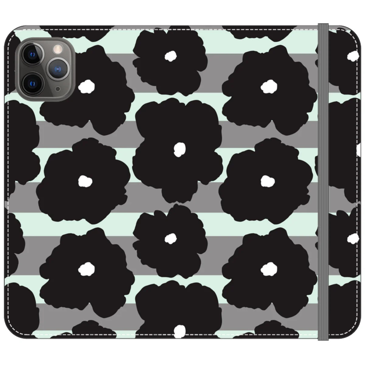 Bold Floral Black — iPhone 11 Pro Max Wallet Case — Finnaij