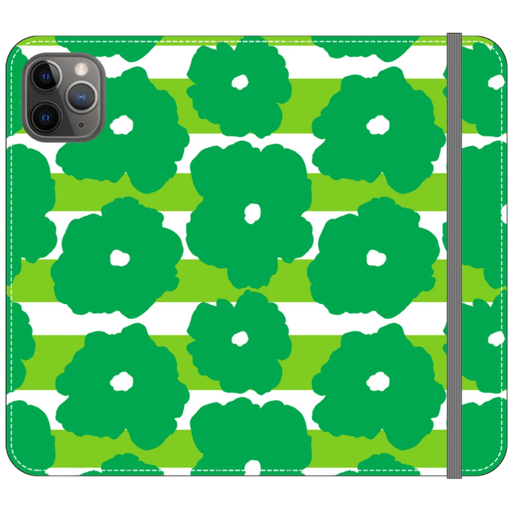Bold Floral Green Vegan Leather — iPhone 11 Pro Max Wallet Case — Finnaij