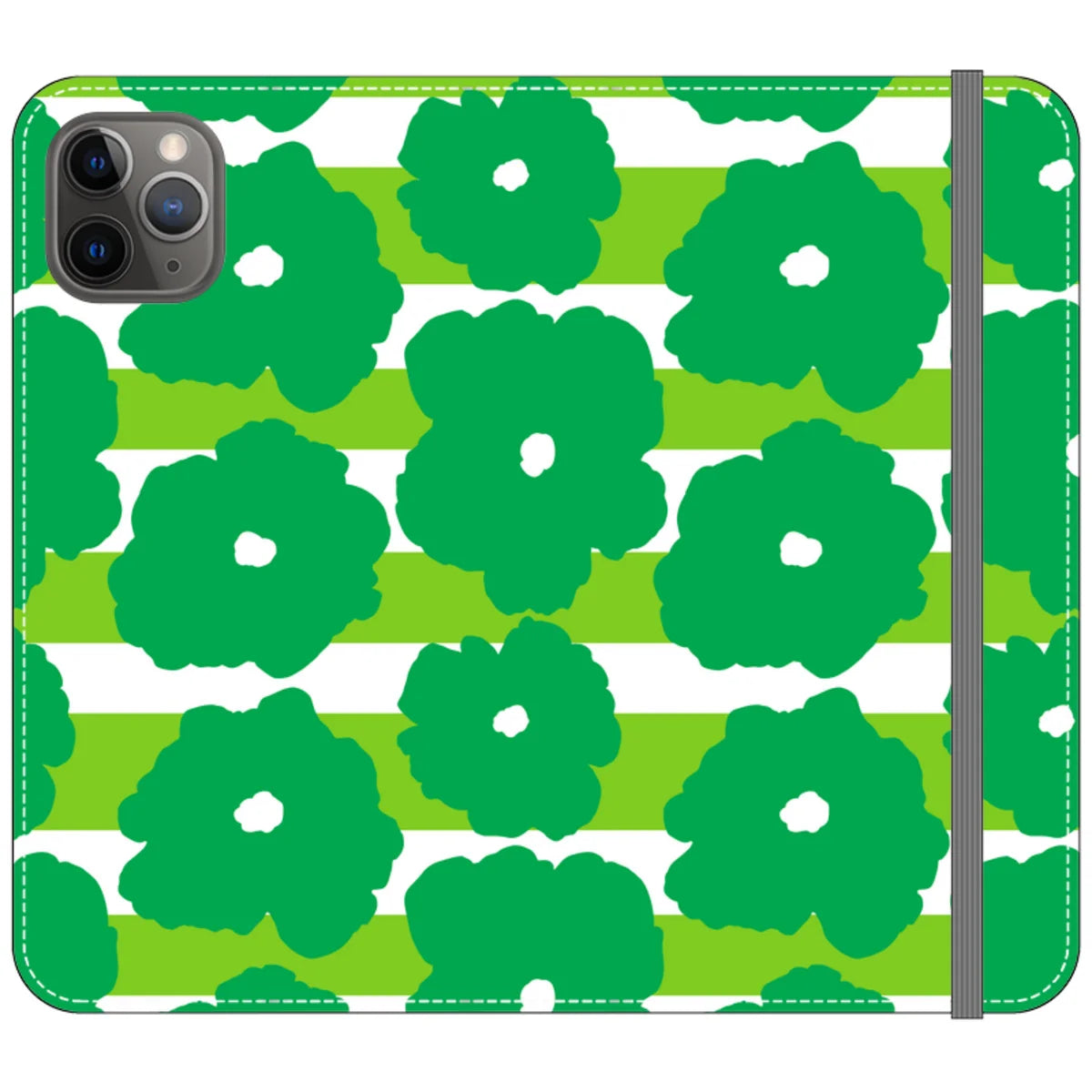 Bold Floral Green Vegan Leather — iPhone 11 Pro Max Wallet Case — Finnaij