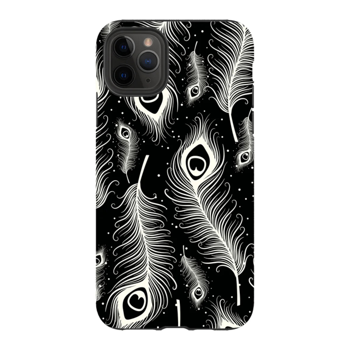 Feathers in Bloom Black — iPhone 11 Pro Max Tough Case — Finnaij