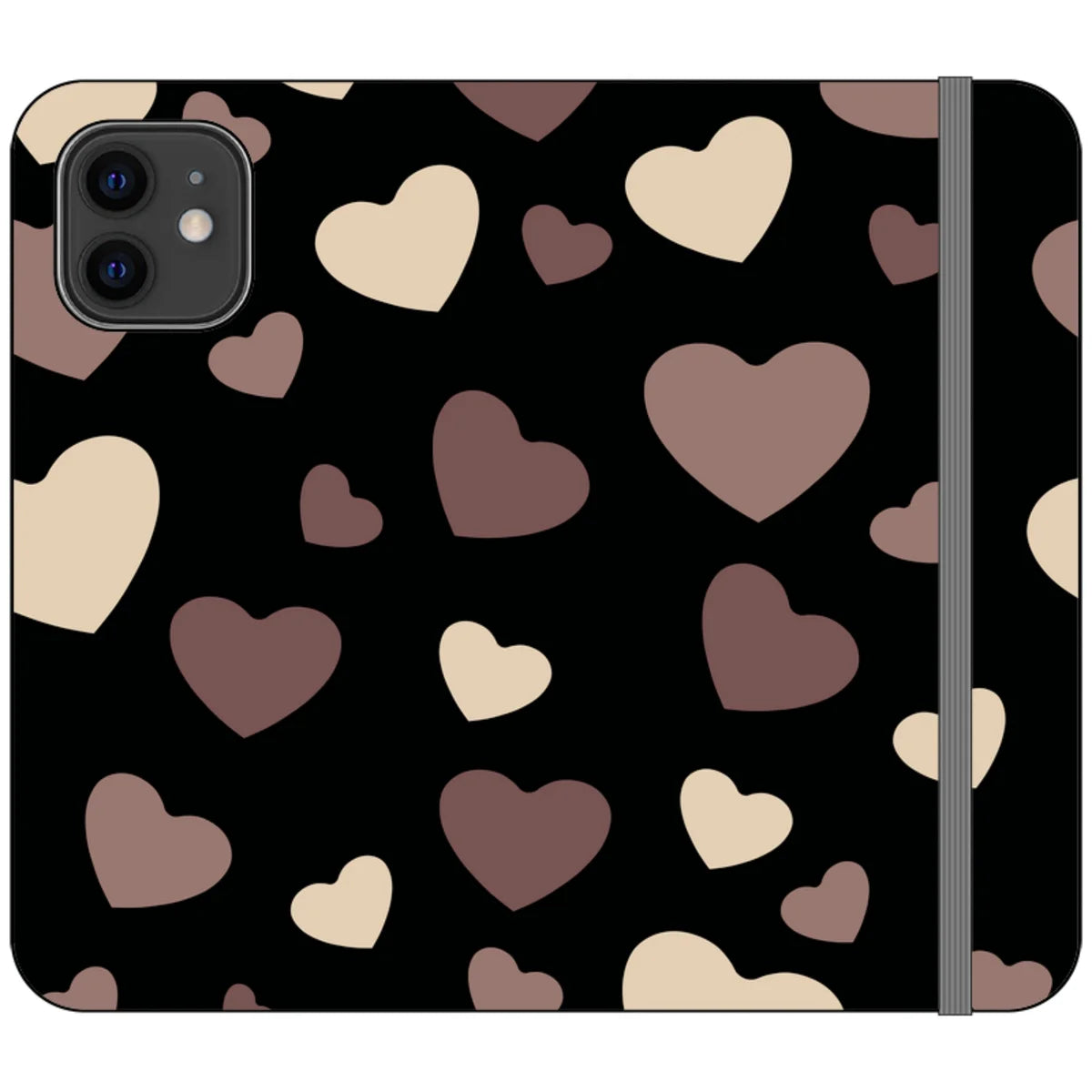 White & Black Hearts Vegan Leather — iPhone 12 Wallet Case — Finnaij
