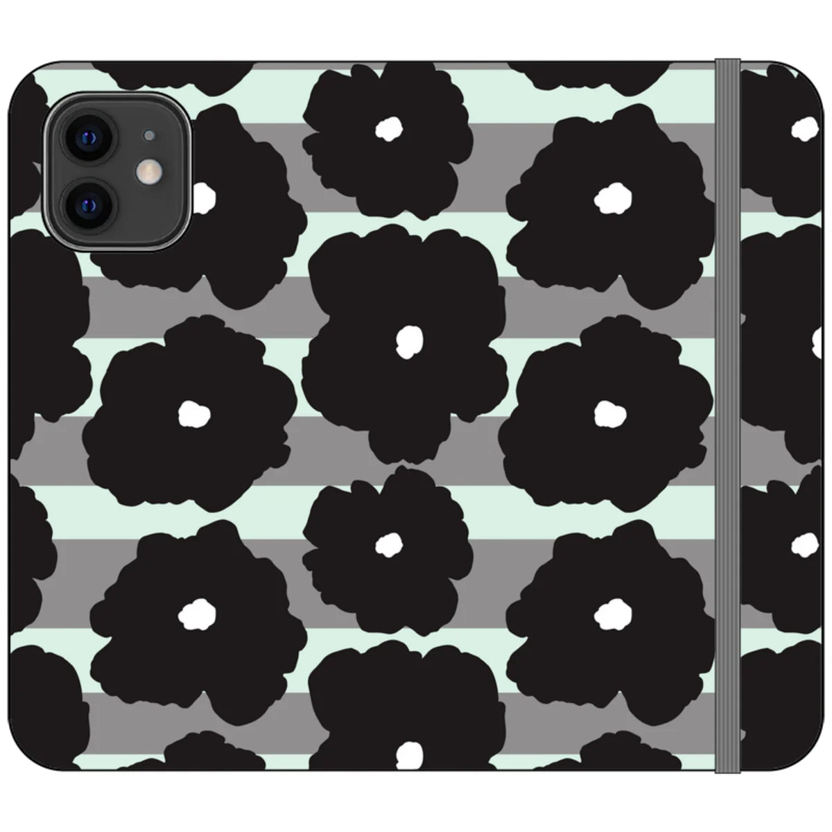 Bold Floral Black — iPhone 12 Wallet Case — Finnaij