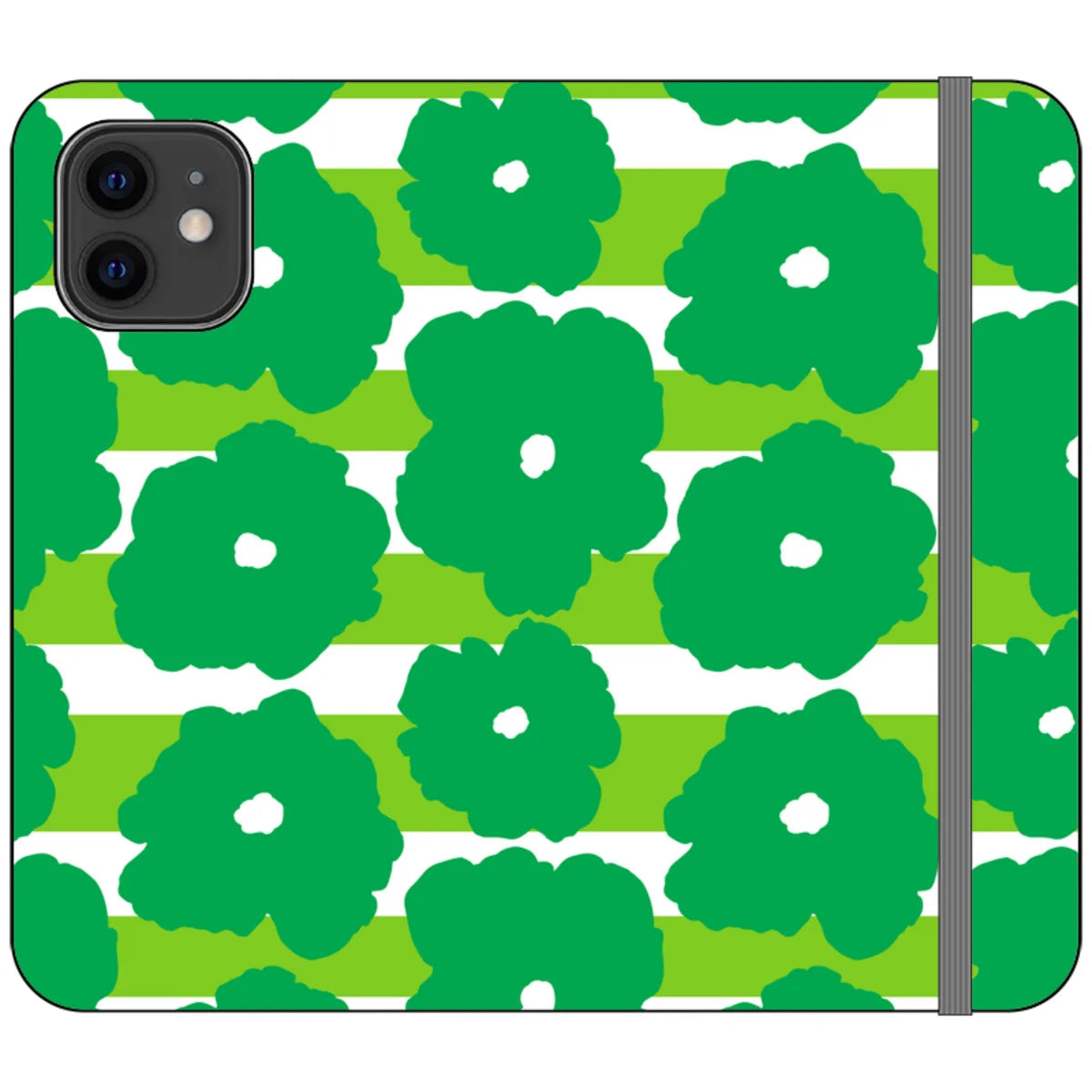 Bold Floral Green Vegan Leather — iPhone 12 Wallet Case — Finnaij