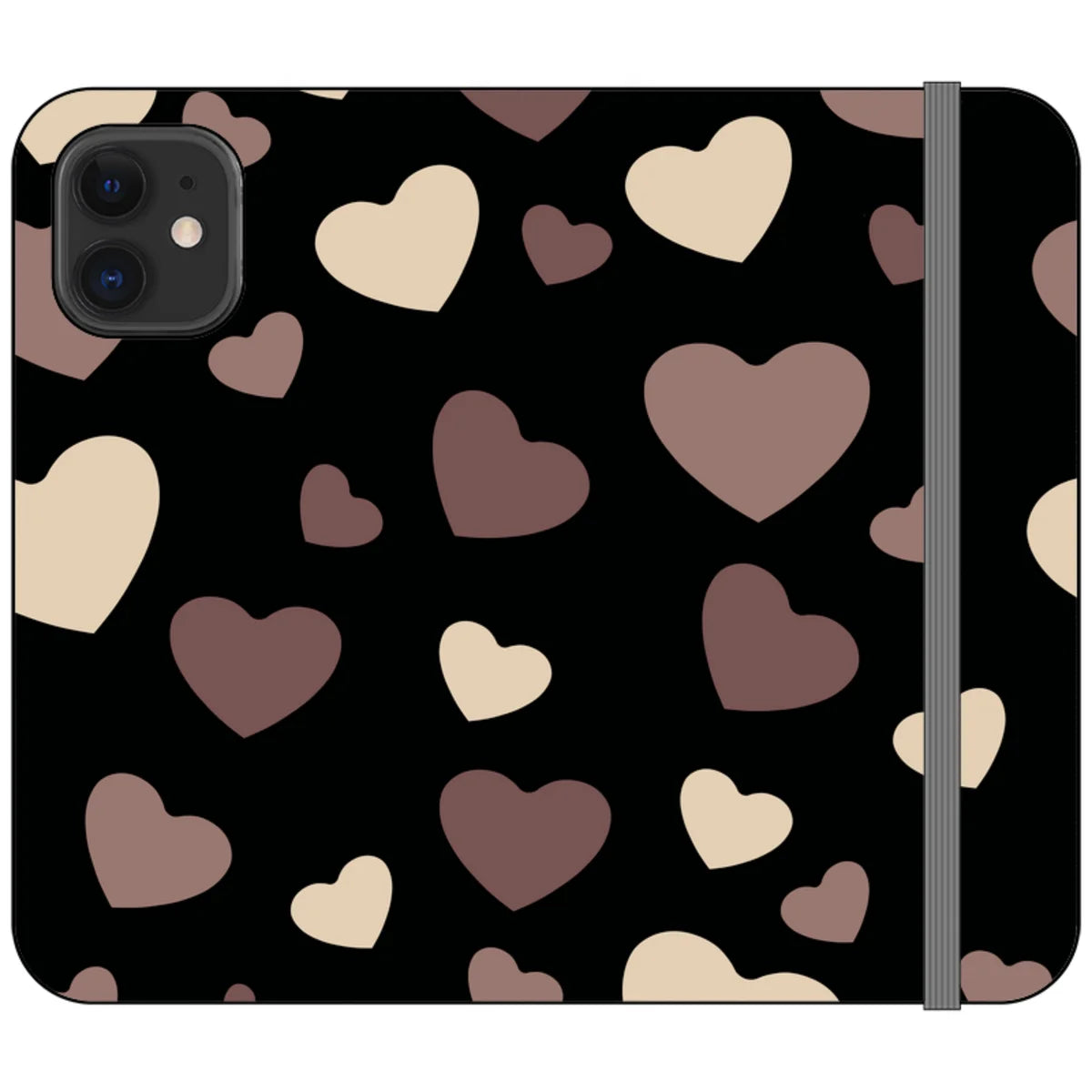 White & Black Hearts Vegan Leather — iPhone 12 Mini Wallet Case — Finnaij