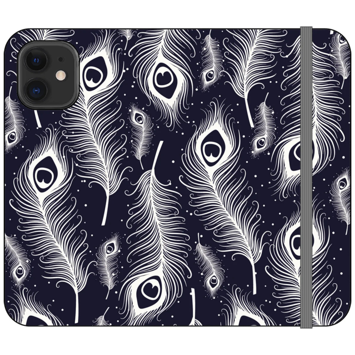 Feathers in Bloom Vegan Leather — iPhone 12 Mini Wallet Case — Finnaij