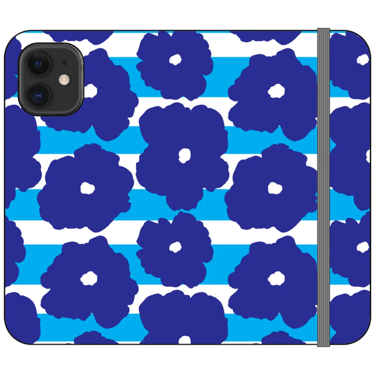 Bold Floral Blue Vegan Leather — iPhone 12 Mini Wallet Case — Finnaij