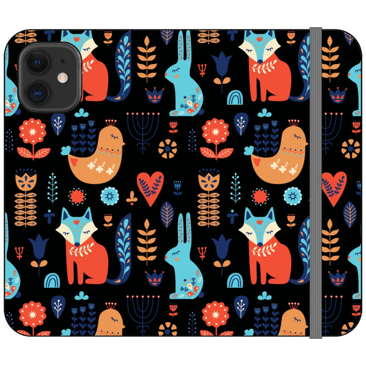 Nordic Ornament Black Vegan Leather — iPhone 12 Mini Wallet Case — Finnaij