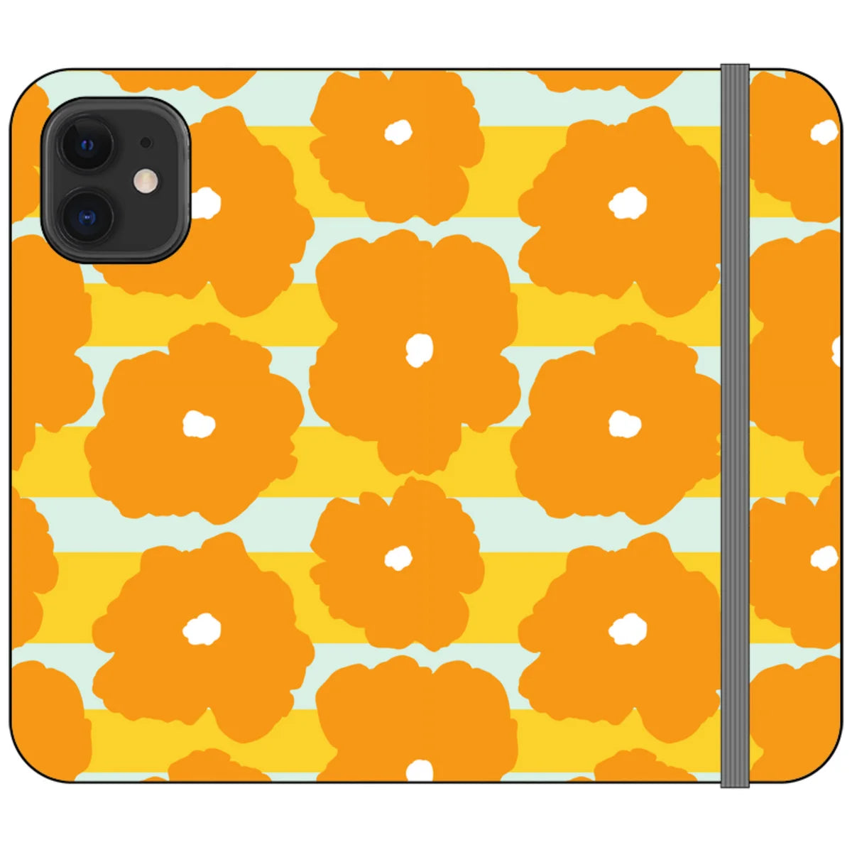 Bold Floral Orange — iPhone 12 Mini Wallet Case — Finnaij